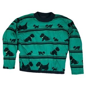 Blowout Vintage 80s Pullover Puffy Sweater Scottie Dogs Reversible Women's M/S